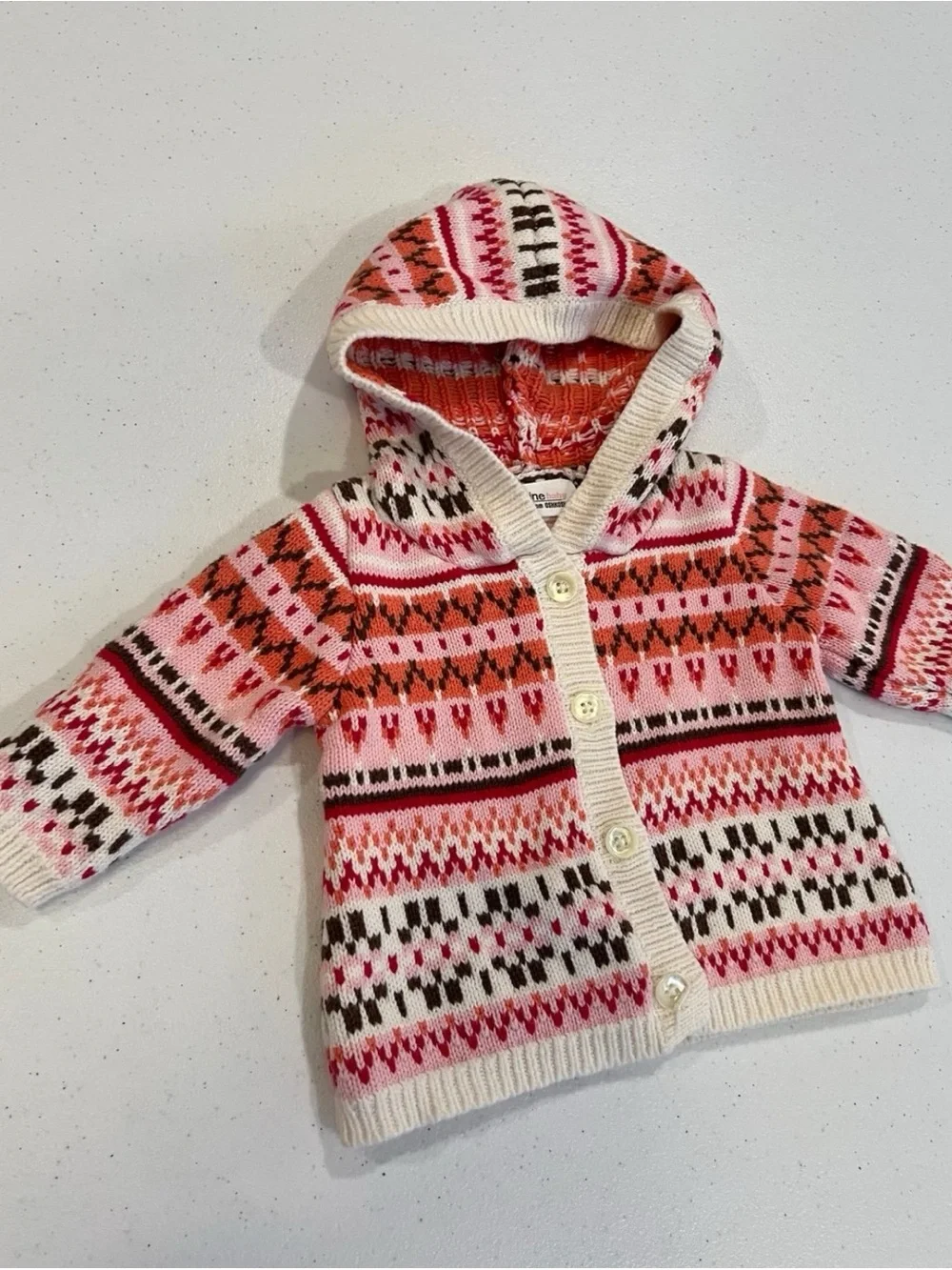 OshKosh B'gosh Hooded Cardigan in Pink & Cream